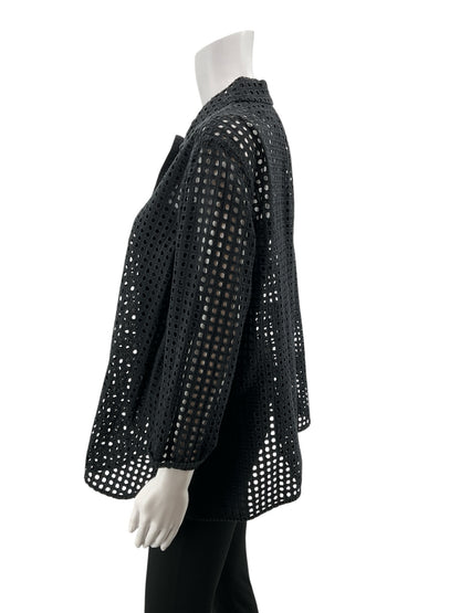 Marla Wynne Black Eyelet Cotton Tunic Top Size Medium