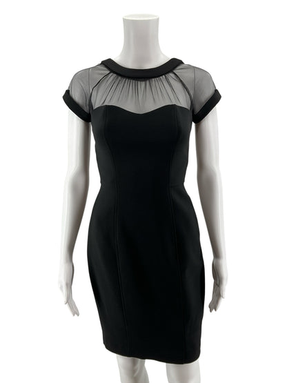 Maggy London Petites Sheer Yoke Sheath Cocktail Dress Black Size 0 Petite