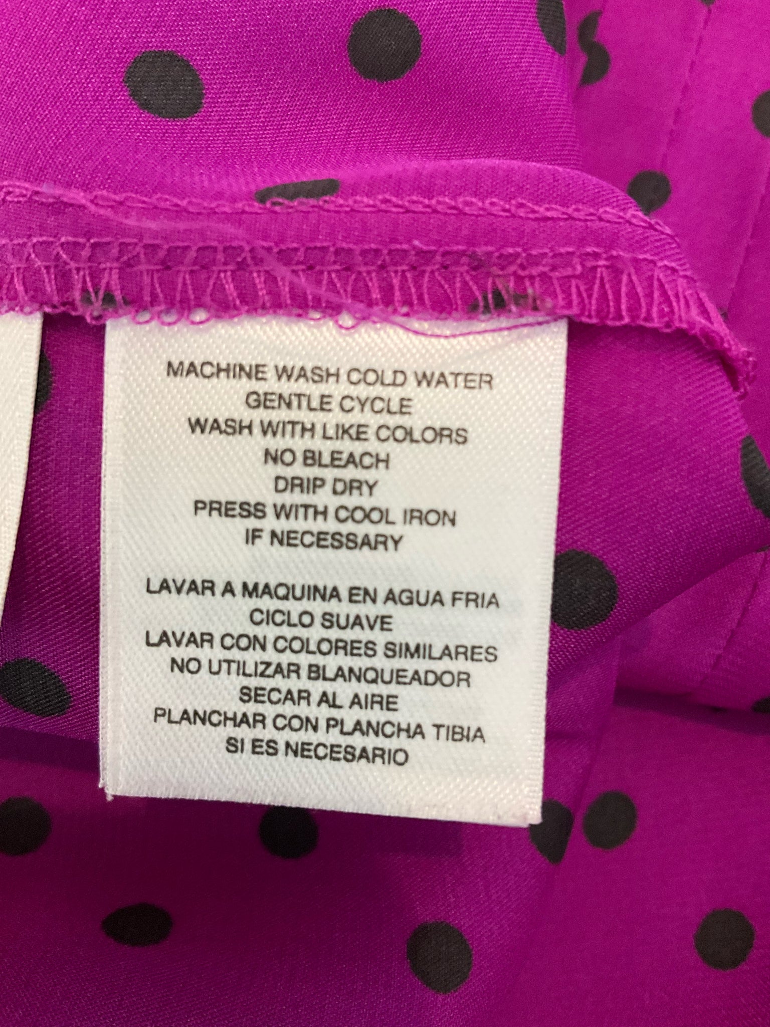 Jones New York Collection Petite Polka Dot Pintuck Sleeveless Blouse Fuchsia Black 12P