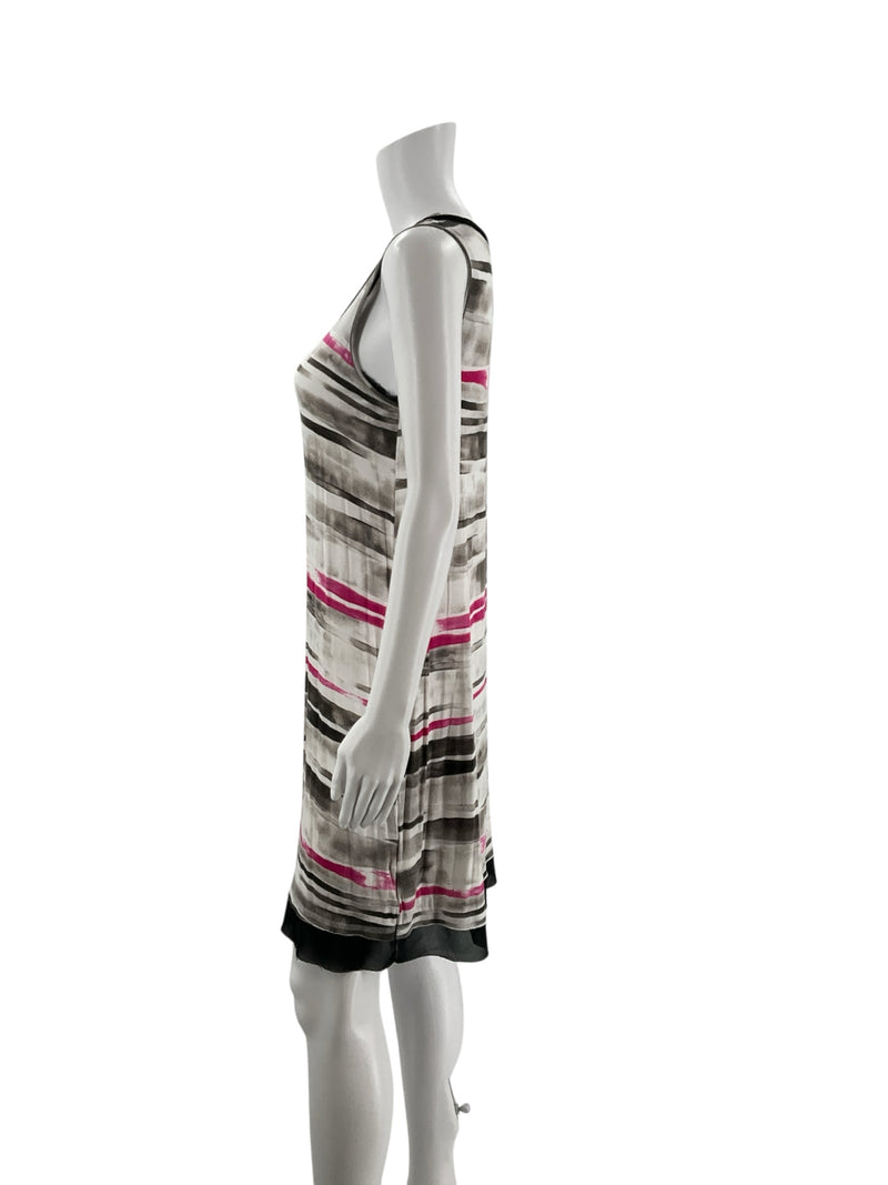 Simply Vera White/Black/Pink Print Pre-Owned Ladies Dress - Size Medium