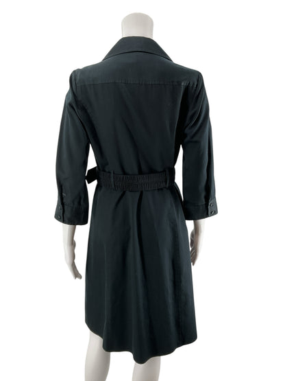 Ann Taylor Black Cotton Belted Shirt Dress Size 8 - ONLINE ONLY