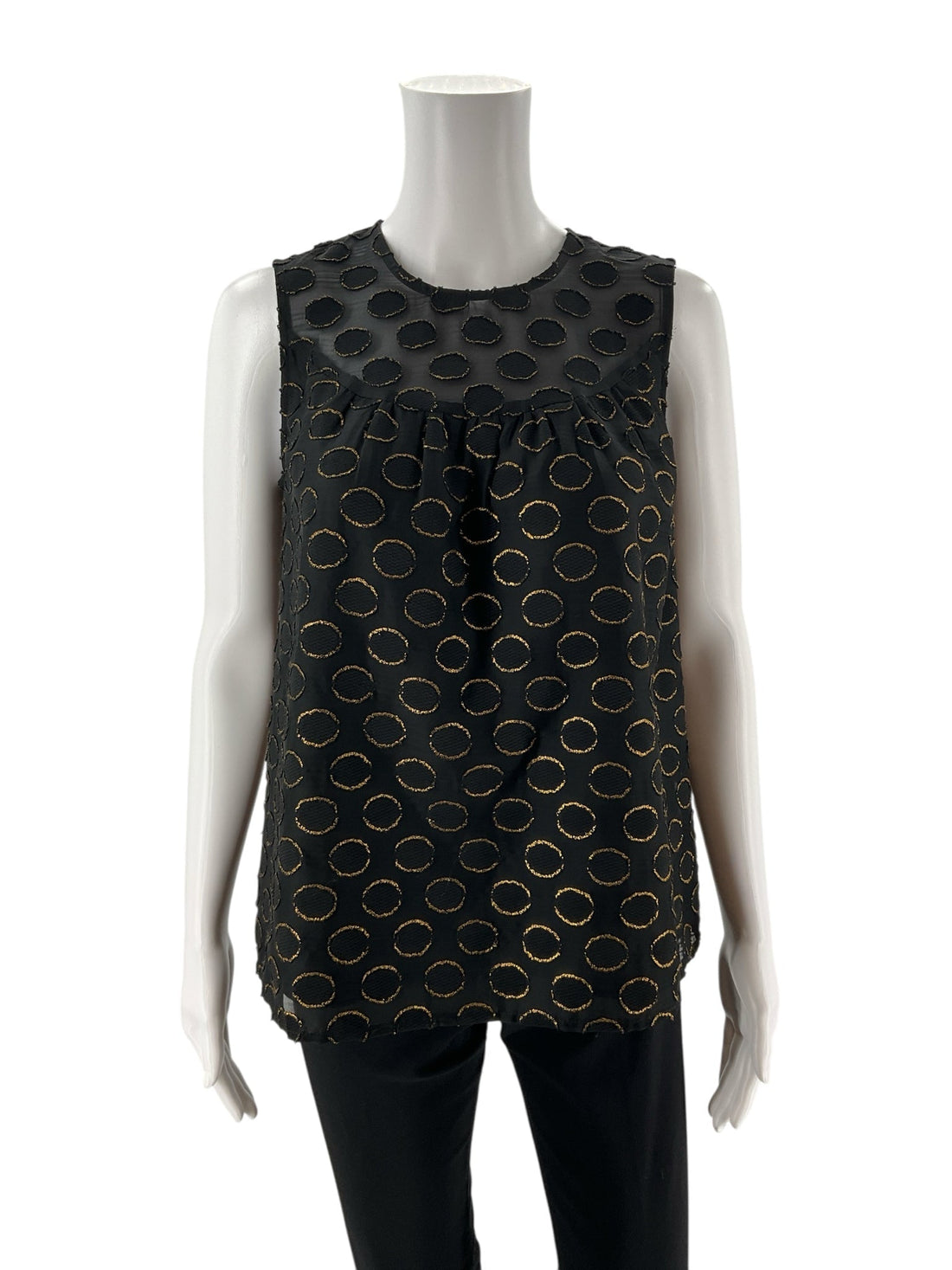 Pre-owned Joy Joy black top with gold dots, women&