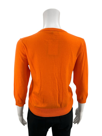 J Crew Orange Ruffle Top Size Medium - rear view