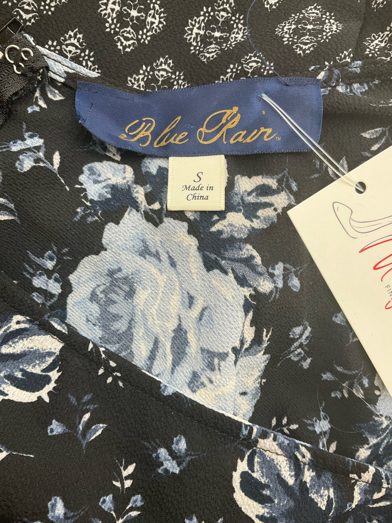 Blue Rain Black/Blue Floral Pre-Owned Ladies Romper - Size Small