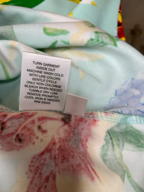 New York & Co Aqua/Red/Yellow Floral Pre-Owned Ladies Dress - Size XS