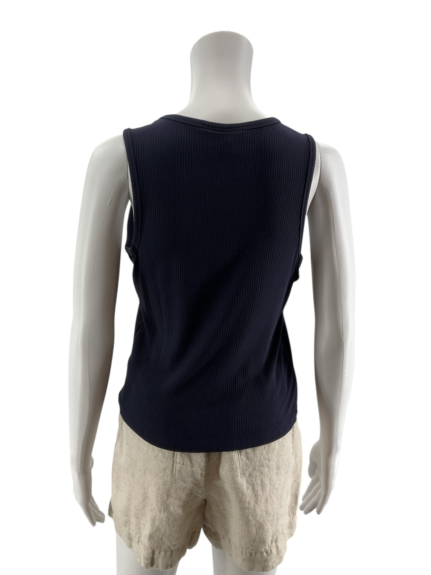 And Now This Ribbed Crew Neck Tank Top Navy Blue Size M NWT