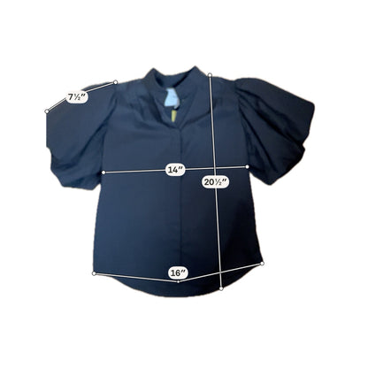 Frame Black Short Sleeve Voluminous Puff Sleeve Poplin Shirt Black Size Small - Size S
