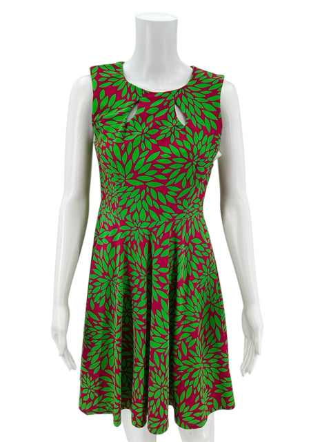 Aryeh Green/Pink Leaves Dress Size Small