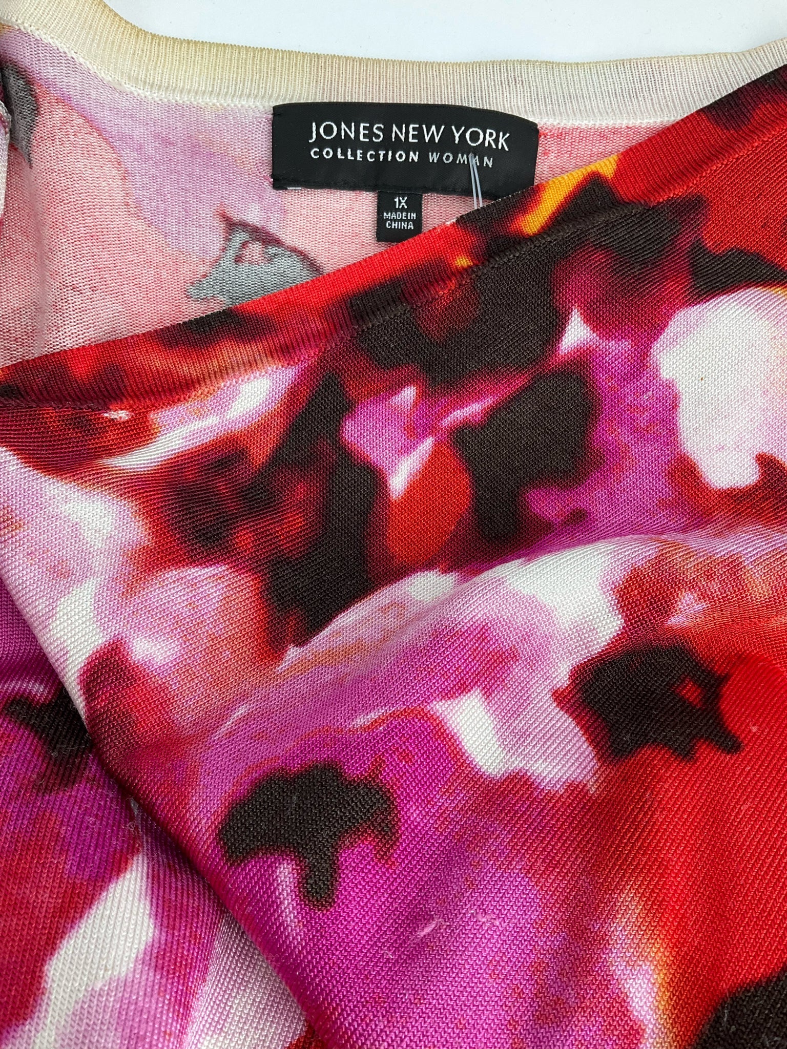 Jones New York Multi Floral Pre-Owned Ladies Top - Size 1X
