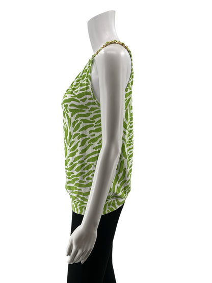 Green &amp;amp; White Animal Stripe Print Chain Halter Top XS/S