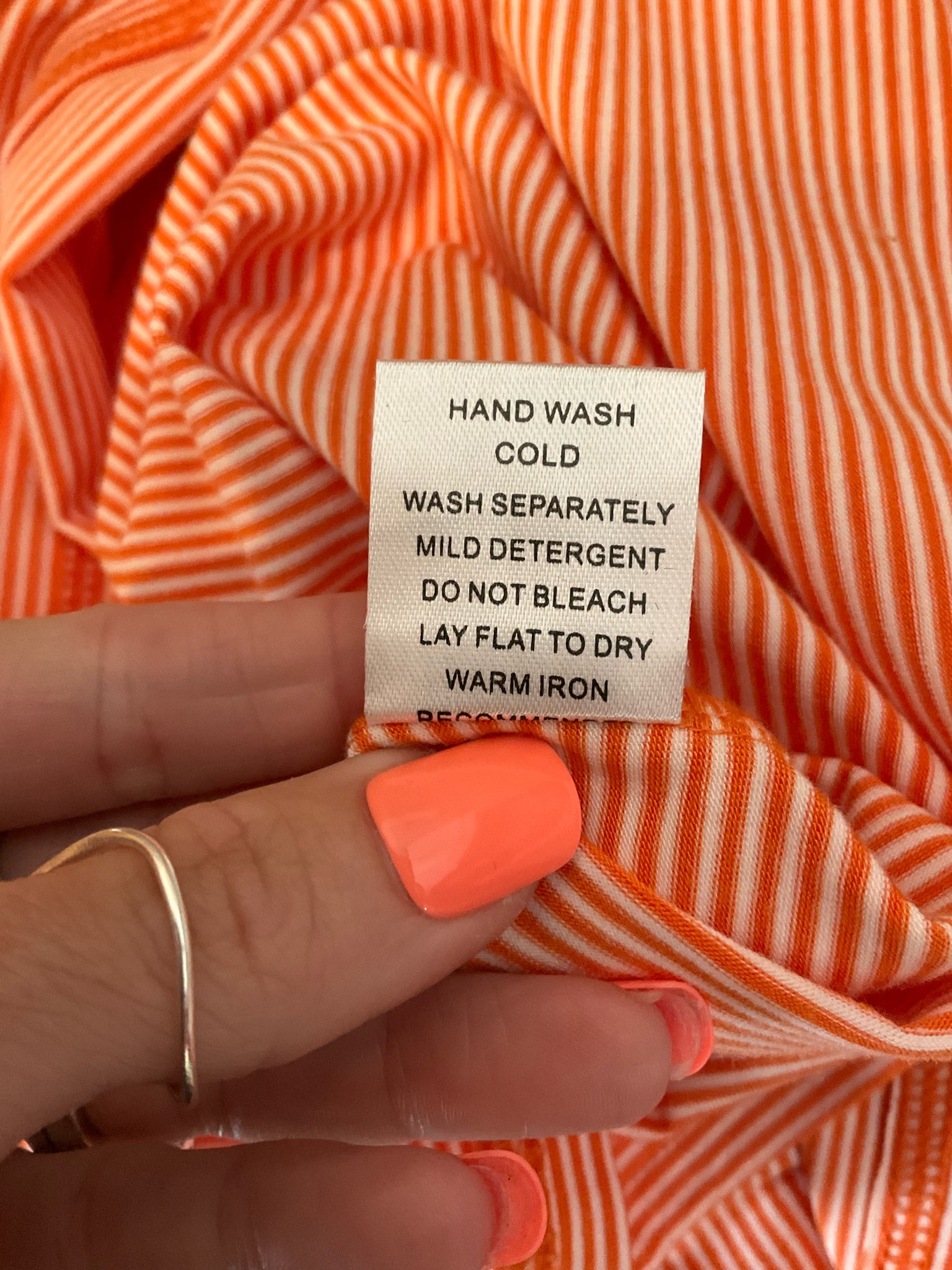 Joy Joy Orange &amp; White Stripe Boat Neck Tunic Top Size Medium