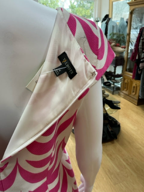 Talbots White/Pink Print Pre-Owned Ladies Dress - Size 4