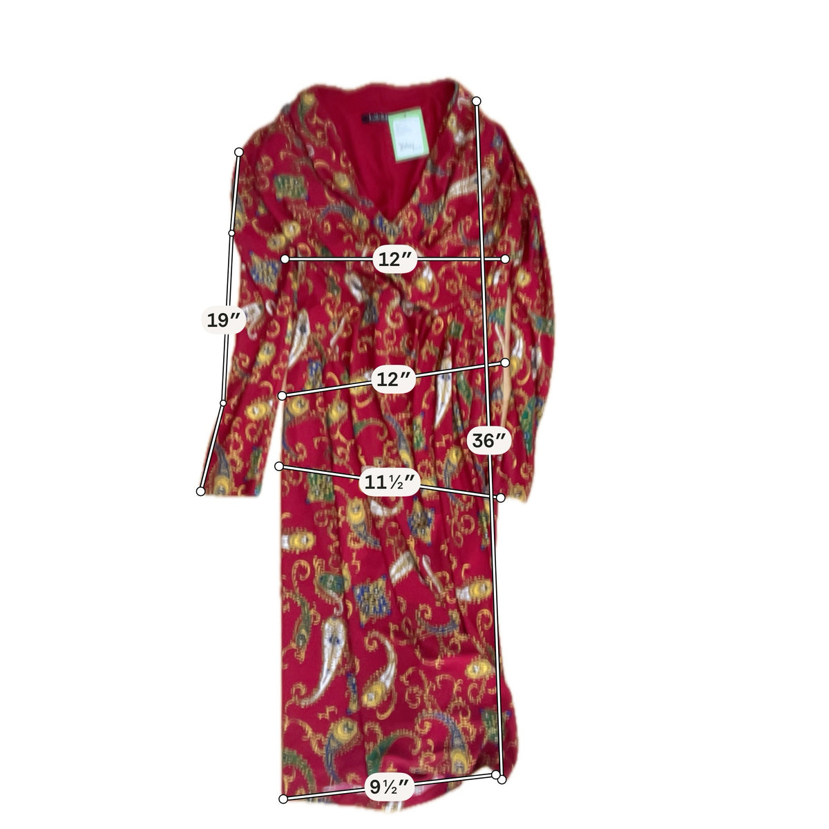 Lauren Ralph Lauren Red Paisley Faux Wrap Jersey Dress Size 2