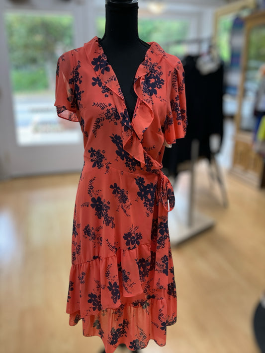 MK Size M coral/navy Floral Dress