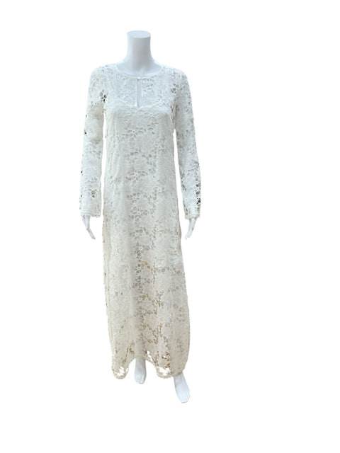 Johnny Was Arina White Floral Lace Maxi Dress Boho Long Sleeve XS - ONLINE ONLY