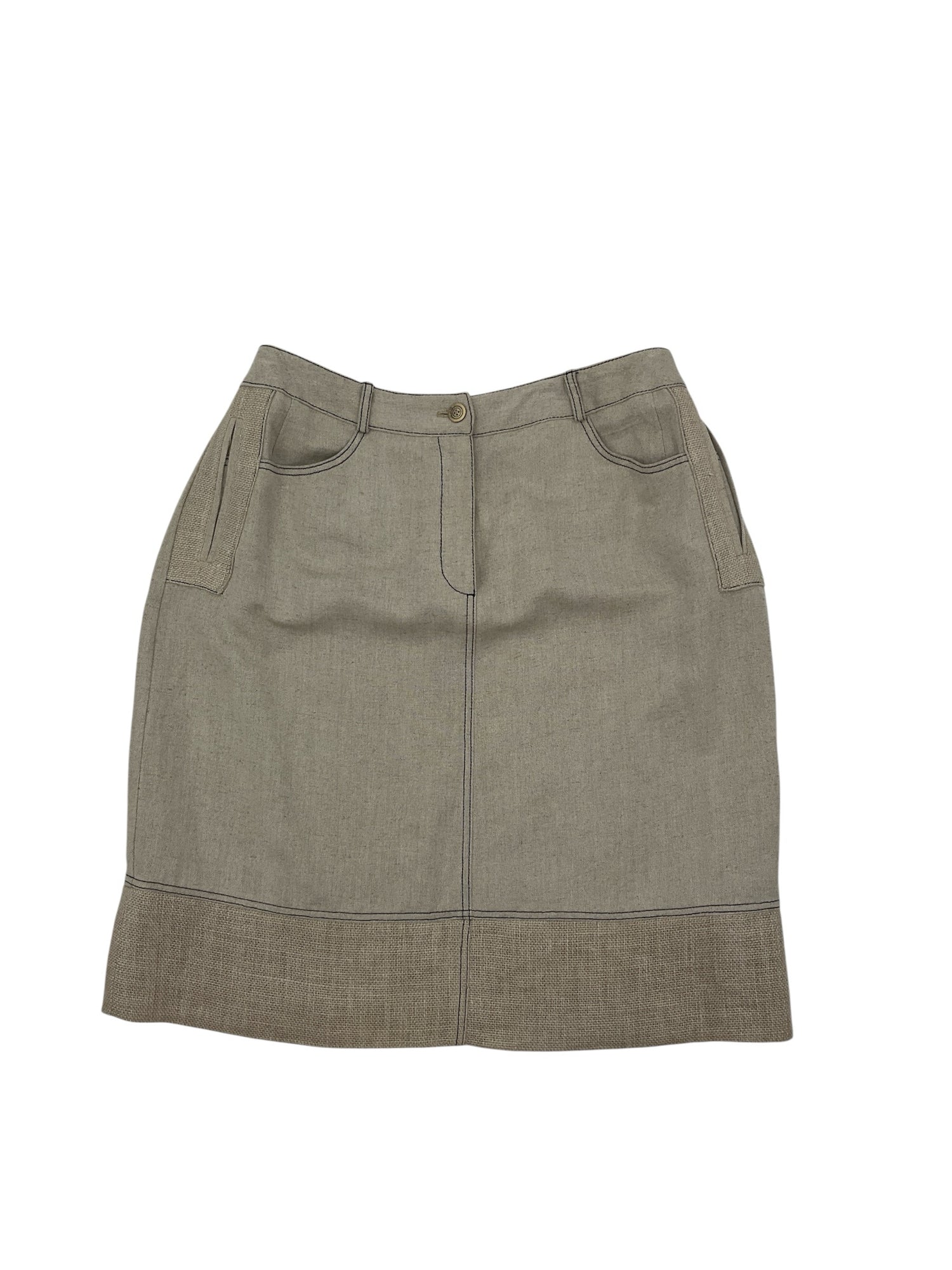Harvé Benard Tan Skirt Tan Linen Blend Knee Length Career Skirt Size 10 - Size 10