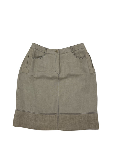 Harvé Benard Tan Skirt Tan Linen Blend Knee Length Career Skirt Size 10 - Size 10