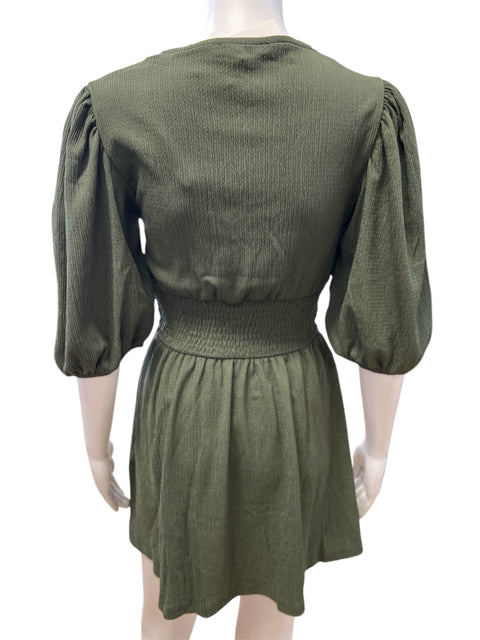 Glo Fashion Size S Olive Solid Consignment Ladies Dress