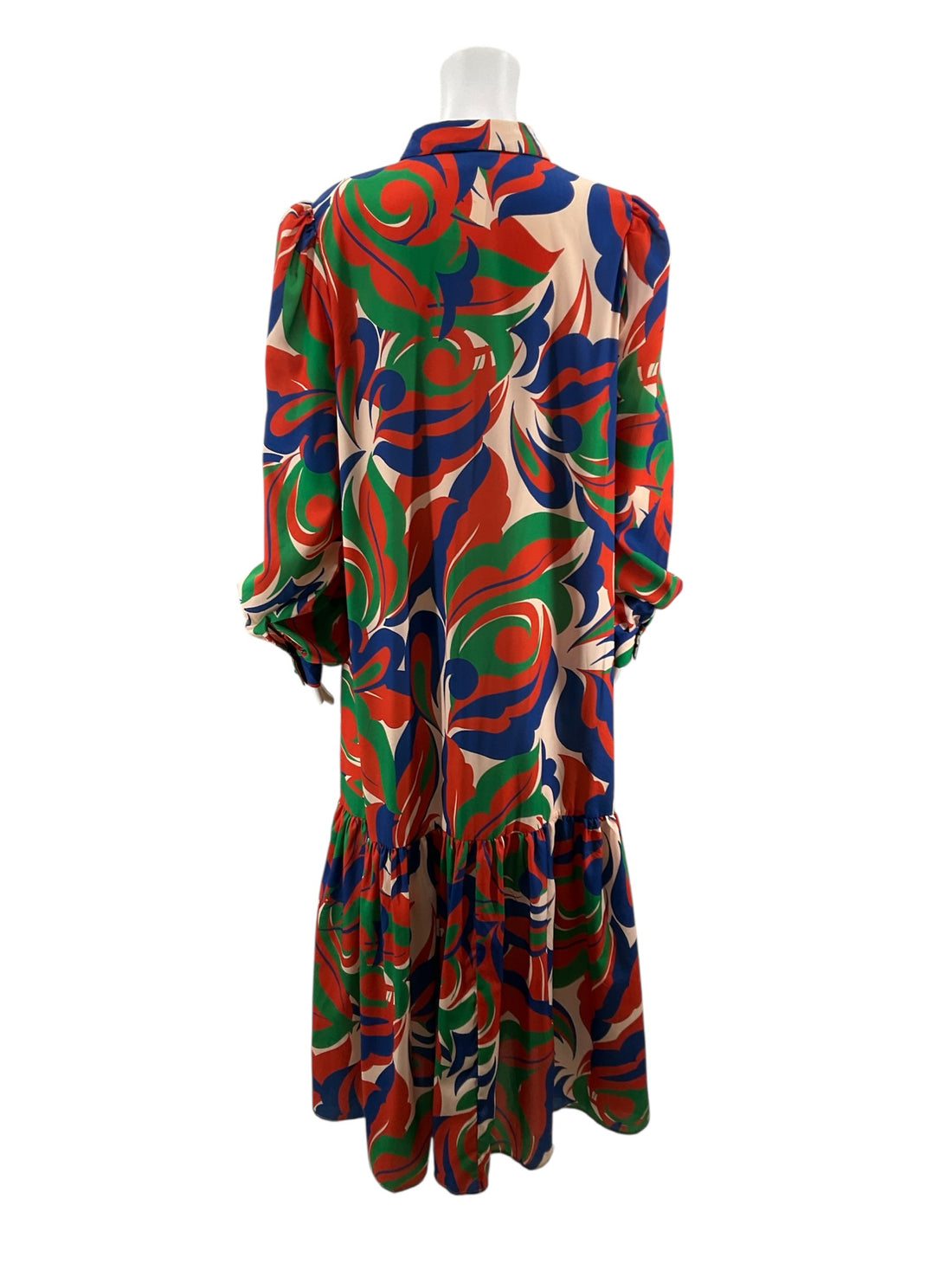 Flying Tomato rust/green/blue Boho Abstract Swirl Print Tiered Maxi Dress Size Large - Size L