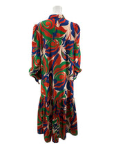 Flying Tomato rust/green/blue Boho Abstract Swirl Print Tiered Maxi Dress Size Large - Size L