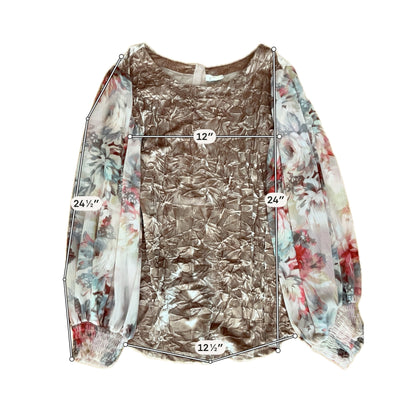 Meadow Rue Velvet &amp;amp; Sheer Floral Sleeve Blouse | Size Large - ONLINE ONLY