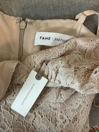 Fame and Partners x Anthropologie Nude Floral Lace Maxi Dress Gown | Size 2 NWT