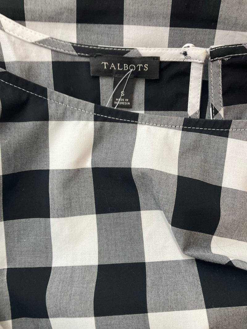 Talbots Black/White Checkered Pre-Owned Ladies Top - Size Small