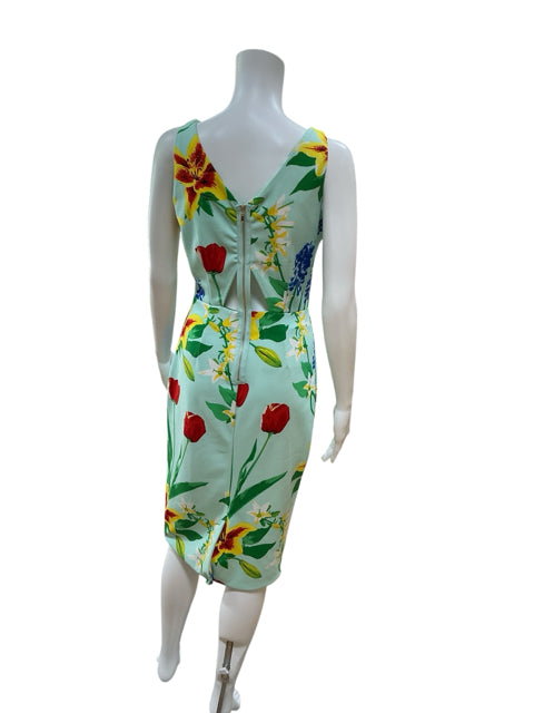 New York & Co Aqua/Red/Yellow Floral Pre-Owned Ladies Dress - Size XS