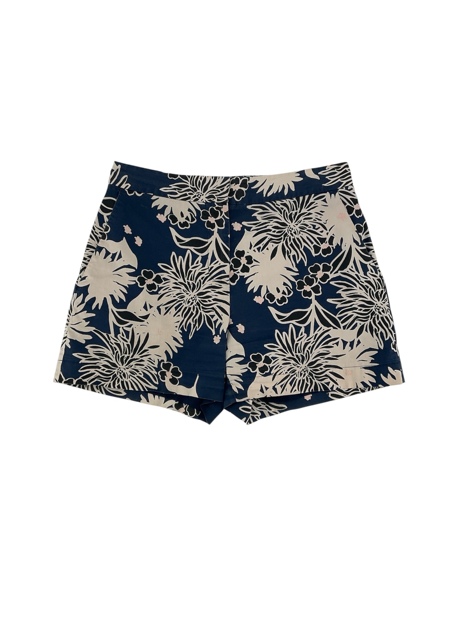 1901 (A Nordstrom Brand) navy/tan Shorts 1901 Nordstrom Floral Print Tailored Shorts Navy Tan Size 0 - Size 0