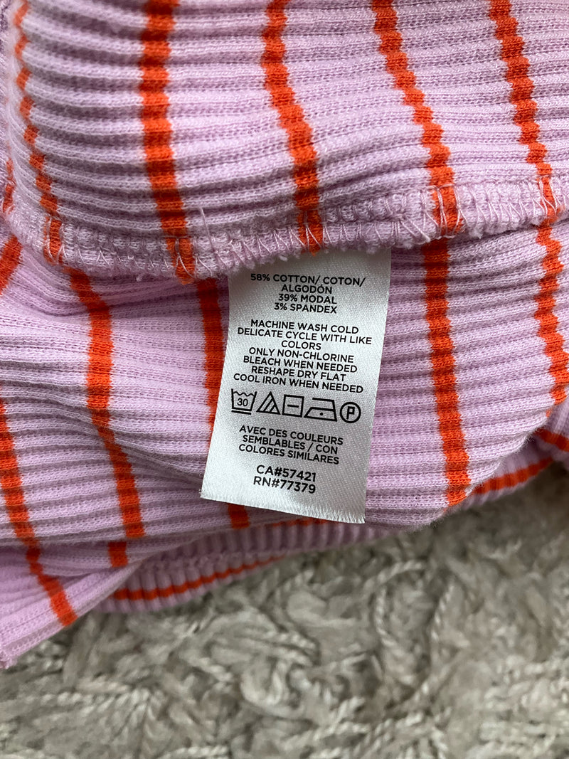 Ann Taylor Pink/Orange Stripe Pre-Owned Ladies Top - Size Large