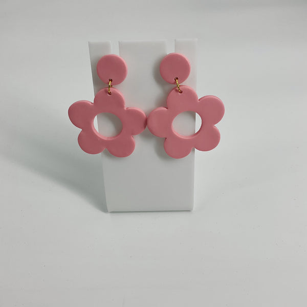 Pink Floral Handmade Clay Earrings – New - Margaret’s Fine Consignment