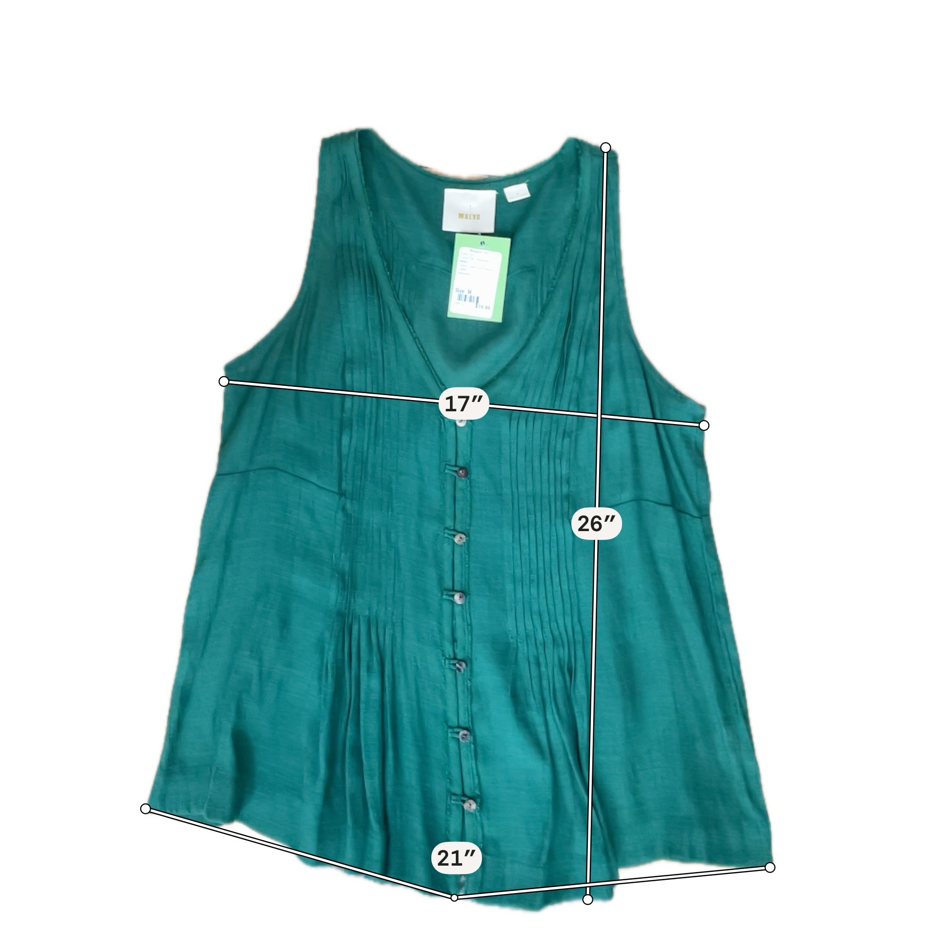Maeve Ribbed Button-Front Peplum Tunic Tank Top Green Size Medium