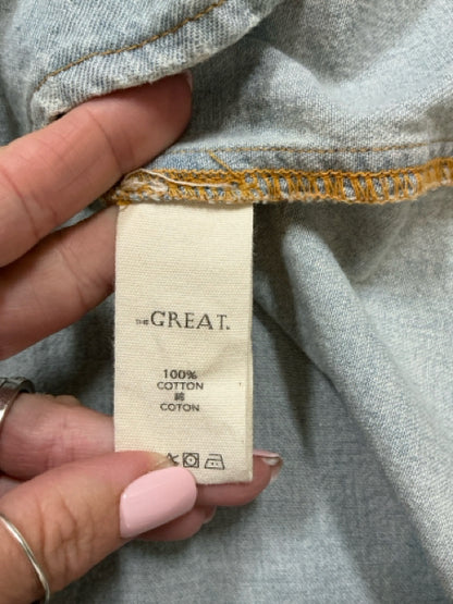 THE GREAT. The Slouch Denim Shirt Light Wash Cotton Relaxed Fit Size Medium