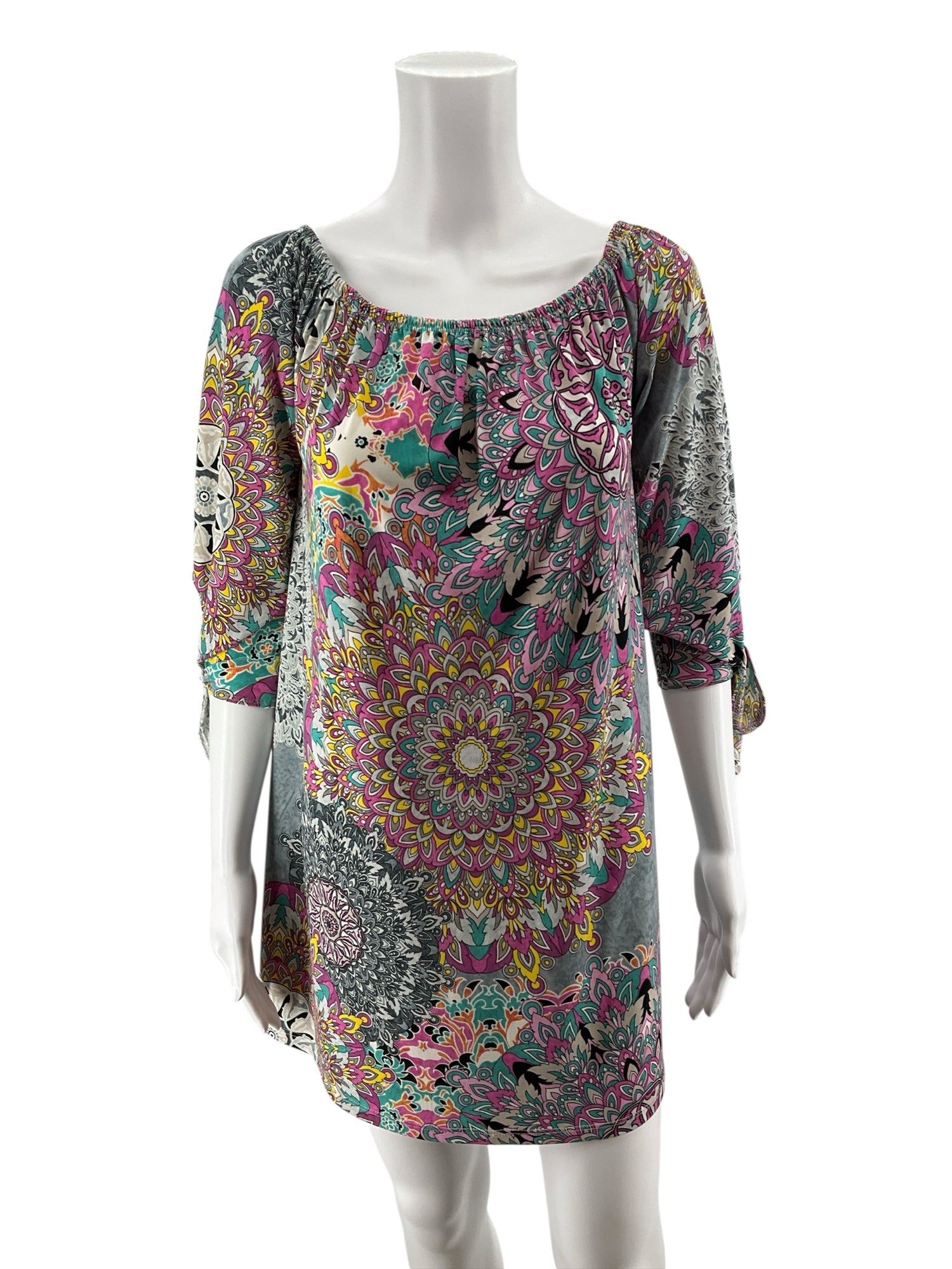 Jodifl Boho Paisley Print Off-Shoulder Tunic Dress Size Small