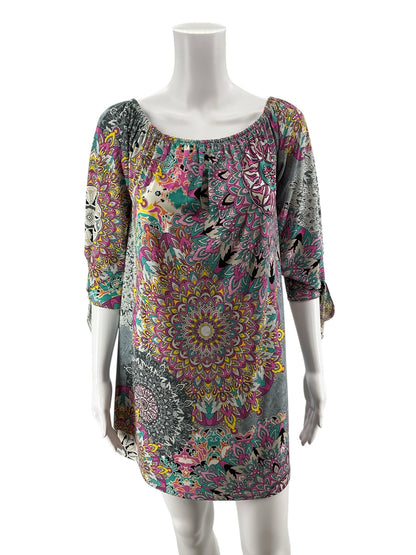 Jodifl Boho Paisley Print Off-Shoulder Tunic Dress Size Small