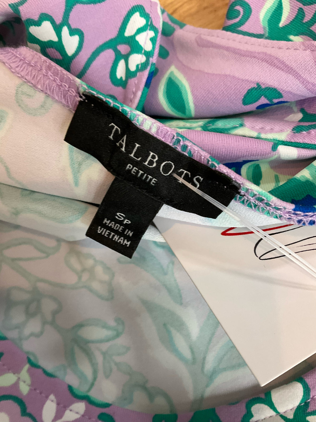 Talbots Petite Floral Keyhole Back Sheath Dress Lavender Green Size Small Petite