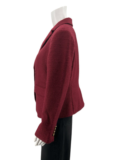 Ann Taylor Maroon Solid Pre-Owned Ladies Jacket - Size 12 Petite - Margaret’s Fine Consignment