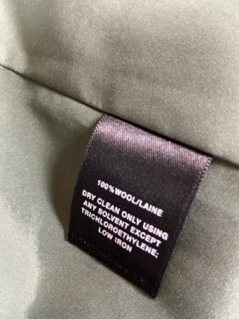 Lafayette 148 New York Green Wool Crepe Pleated Midi Dress Size 6