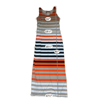 Jessica Howard Striped Sleeveless Maxi Dress Size S | Tan Coral Black