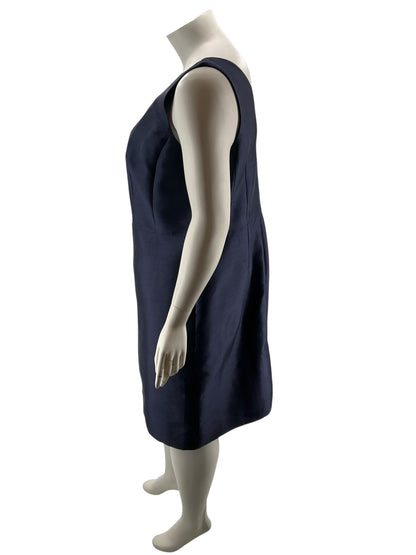 Talbots Woman Navy Silk Wool Blend Sheath Dress Size 18W