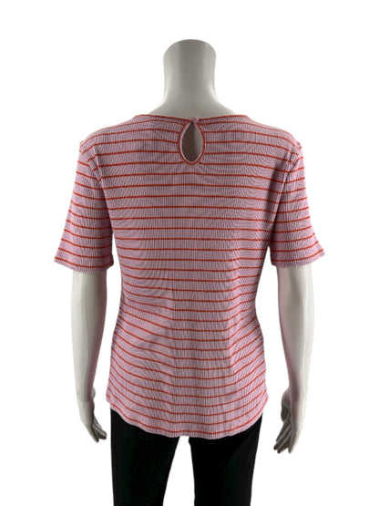 Ann Taylor Pink/Orange Stripe Pre-Owned Ladies Top - Size Large - Margaret’s Fine Consignment