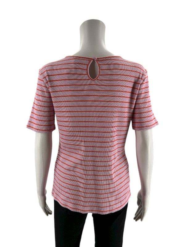 Ann Taylor Pink/Orange Stripe Pre-Owned Ladies Top - Size Large