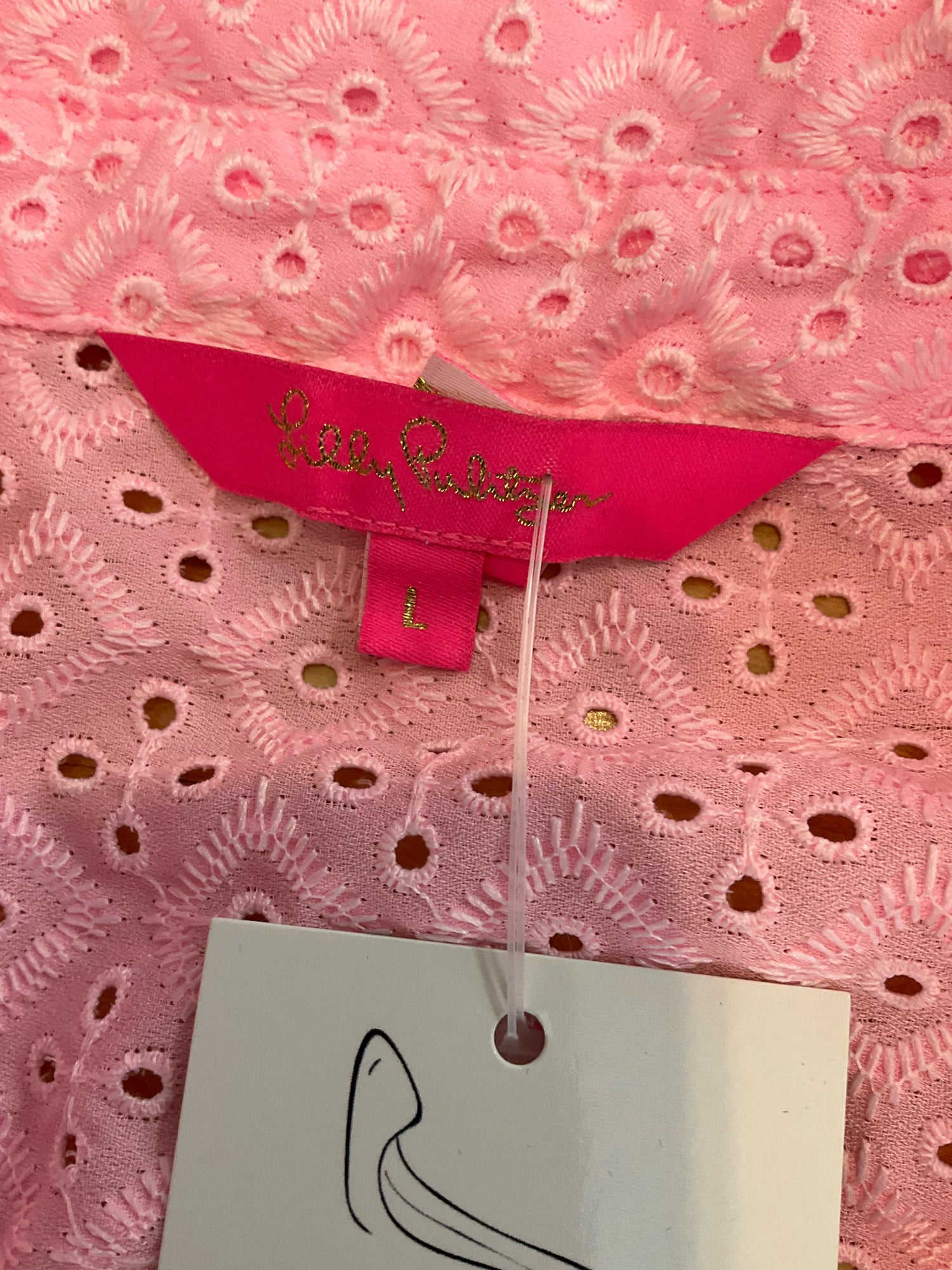Lilly Pulitzer Sea View Eyelet Button Down Top Pink Size Large