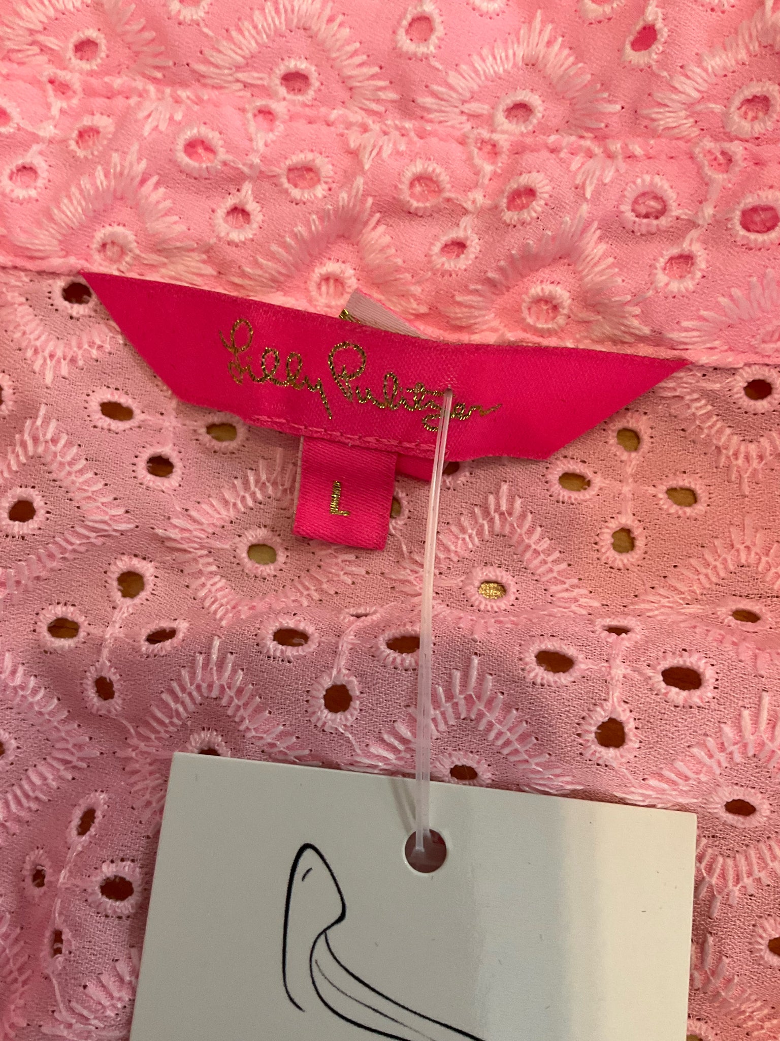 Lilly Pulitzer Sea View Eyelet Button Down Top Pink Size Large