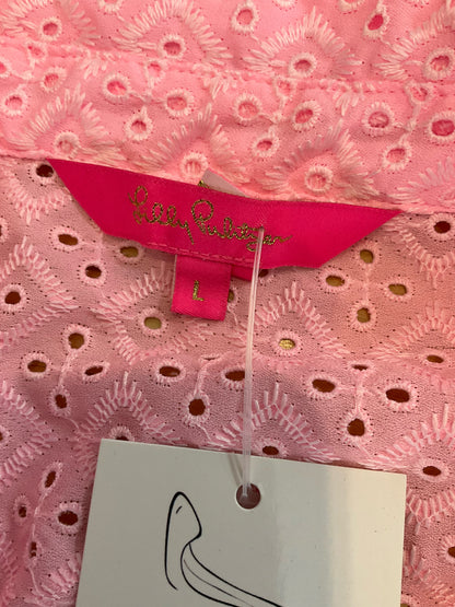 Lilly Pulitzer Sea View Eyelet Button Down Top Pink Size Large