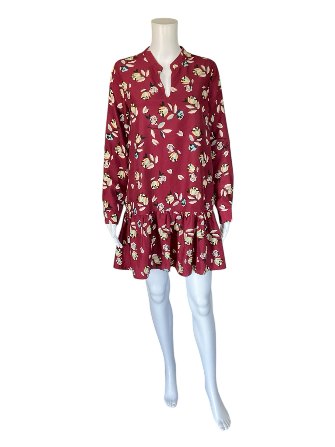 Joy Joy Maroon/Multi Floral Pre-Owned Ladies New With Tags Dress - Size Small