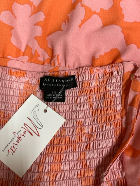 AL STANDARD by Sanctuary Floral Smocked Maxi Sundress Orange Pink Size Large - ONLINE ONLY