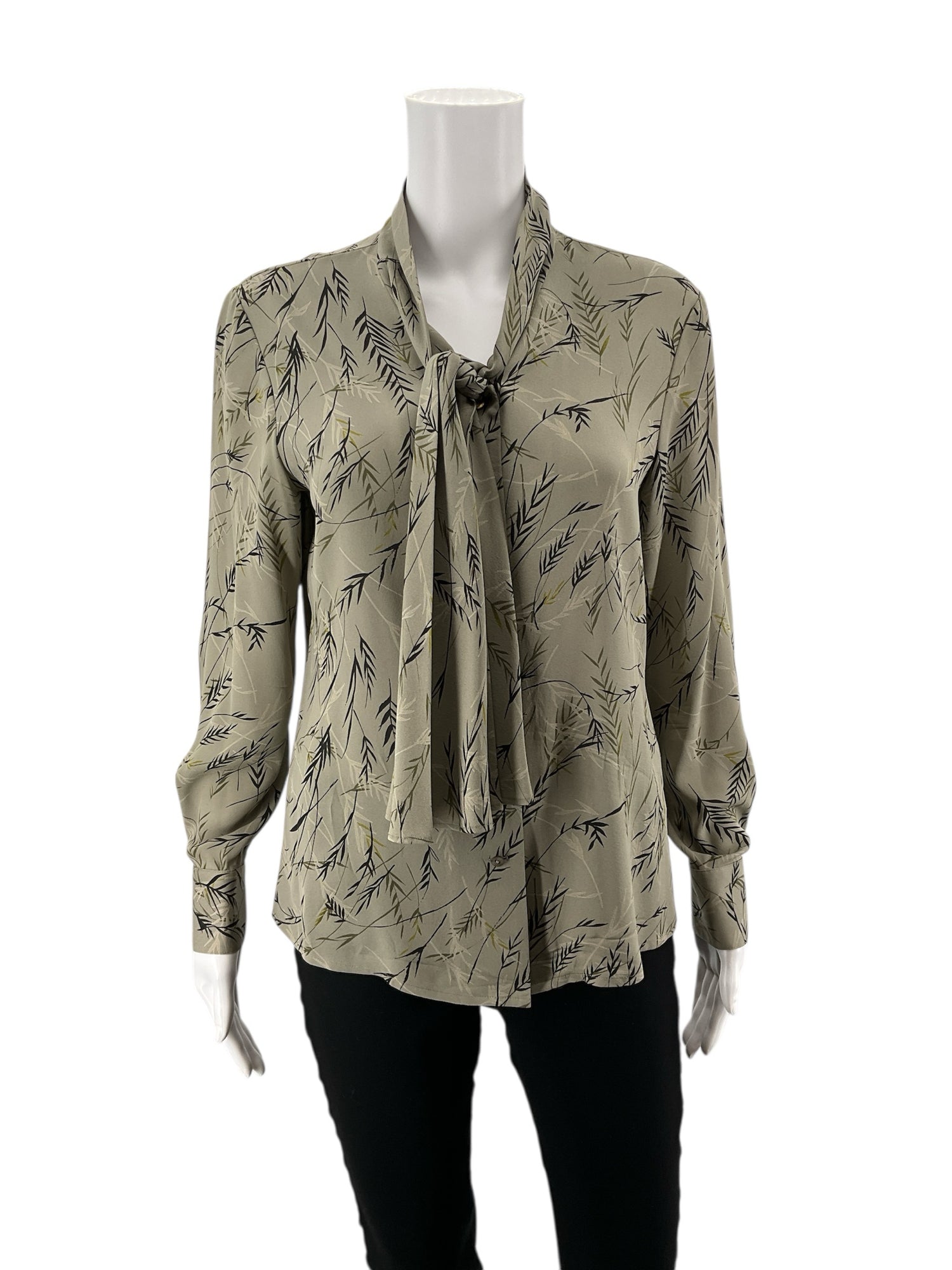 Kate Hill Olive/Multi Print Pre-Owned Ladies Blouse -  Size 8 Petite