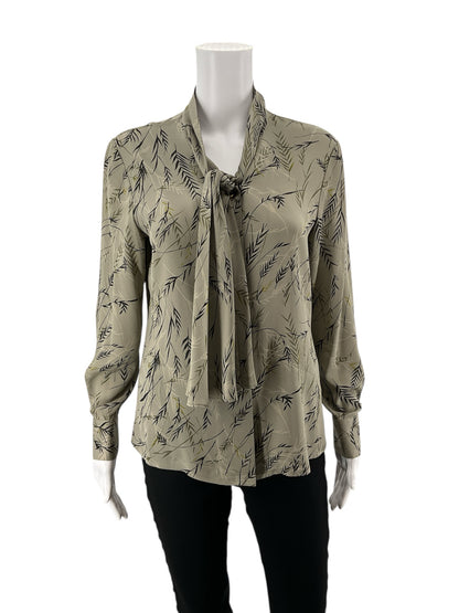 Kate Hill Olive/Multi Print Pre-Owned Ladies Blouse -  Size 8 Petite