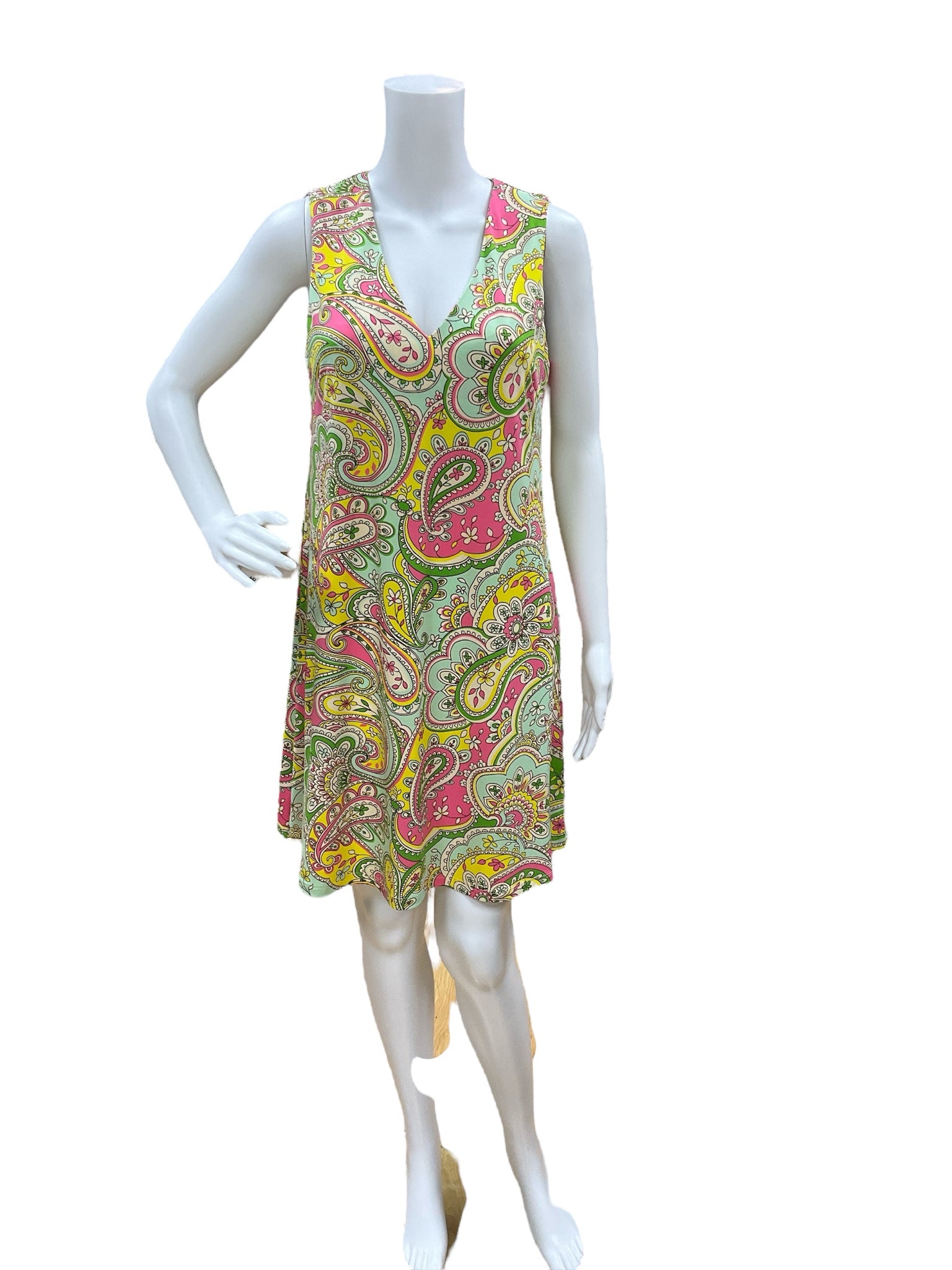 Julie Brown Yellow/Green Dress Size Small 